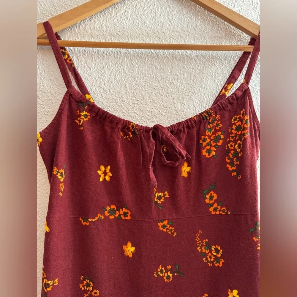 Urban Outfitters Ester Linen Red Floral Tie front Sundress Small